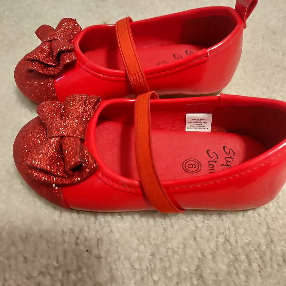 Toddler girls red sequin flat dress shoes
